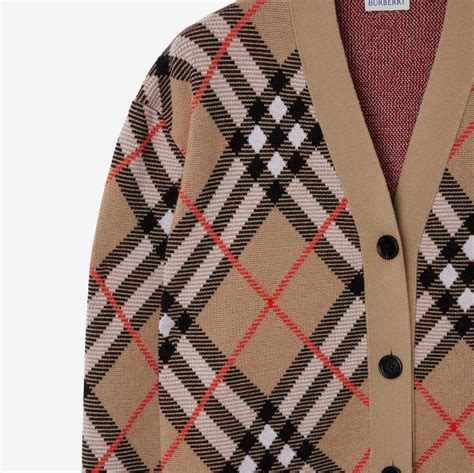 burberry check wool cardigan|Check Wool Blend Cardigan in Sand .